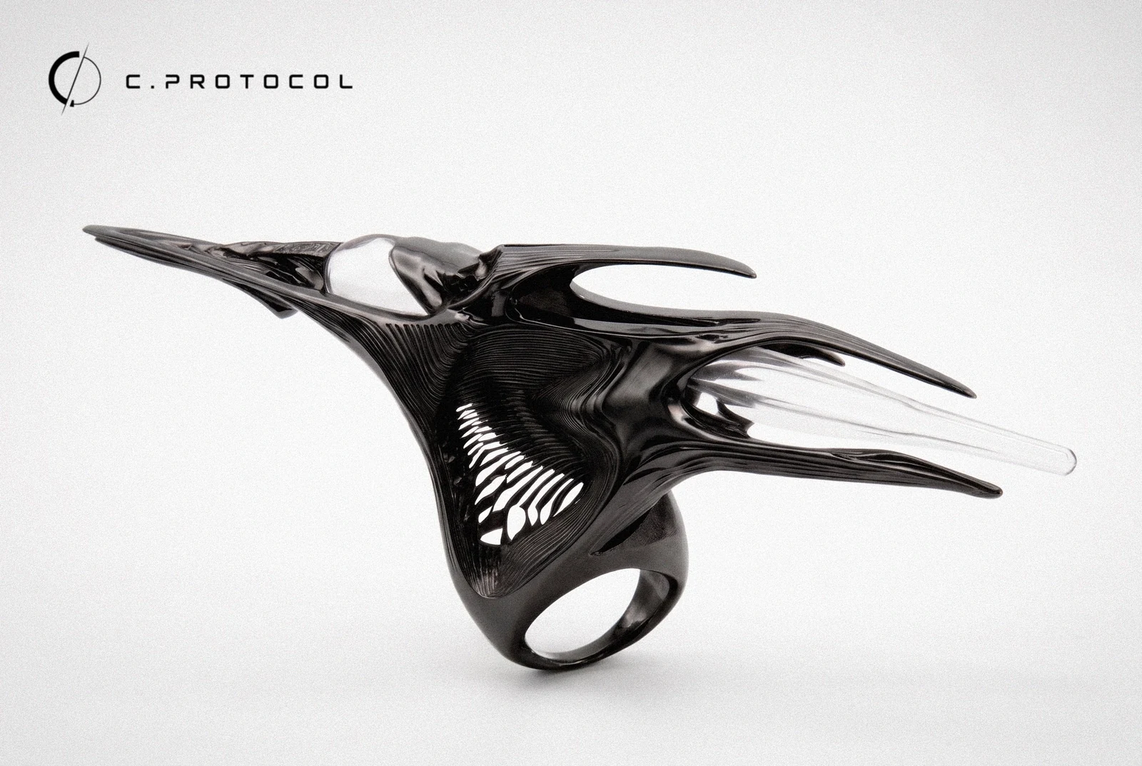 C.PROTOCOL ring, dark metal finish